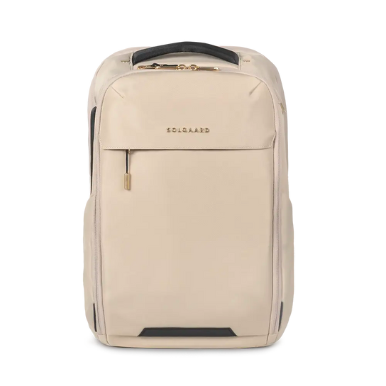 Front view of beige Venture backpack