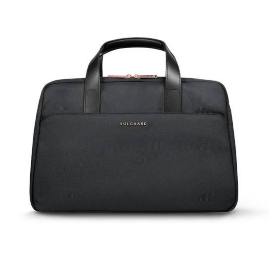 Front view of black Voyager bag